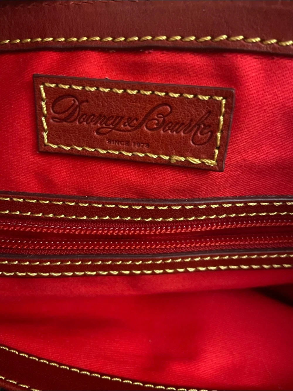 Dooney & Bourke Red Floretine Leather Double-Pocket tote bag plus dust bag